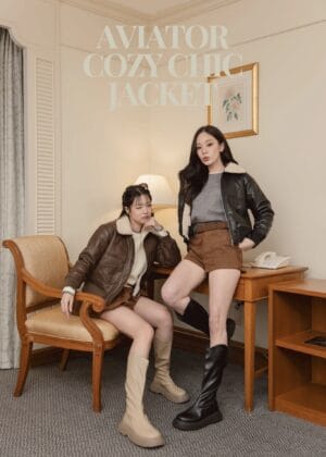 J06 Aviator Cozy Chic Jacket (แจ็คเก็ตหนังบุขน)