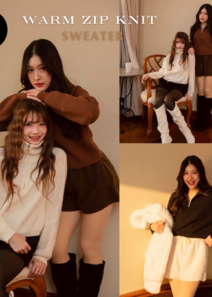 W63 Warm Zip Knit Sweater (เสื้อไหมพรมซิปครึ่งตัว)